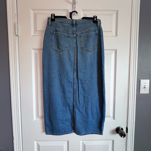 Old Navy NWT Mid-Rise Denim Jean Maxi Skirt Split Front Med Wash Blue Women’s 8 - Picture 4 of 10